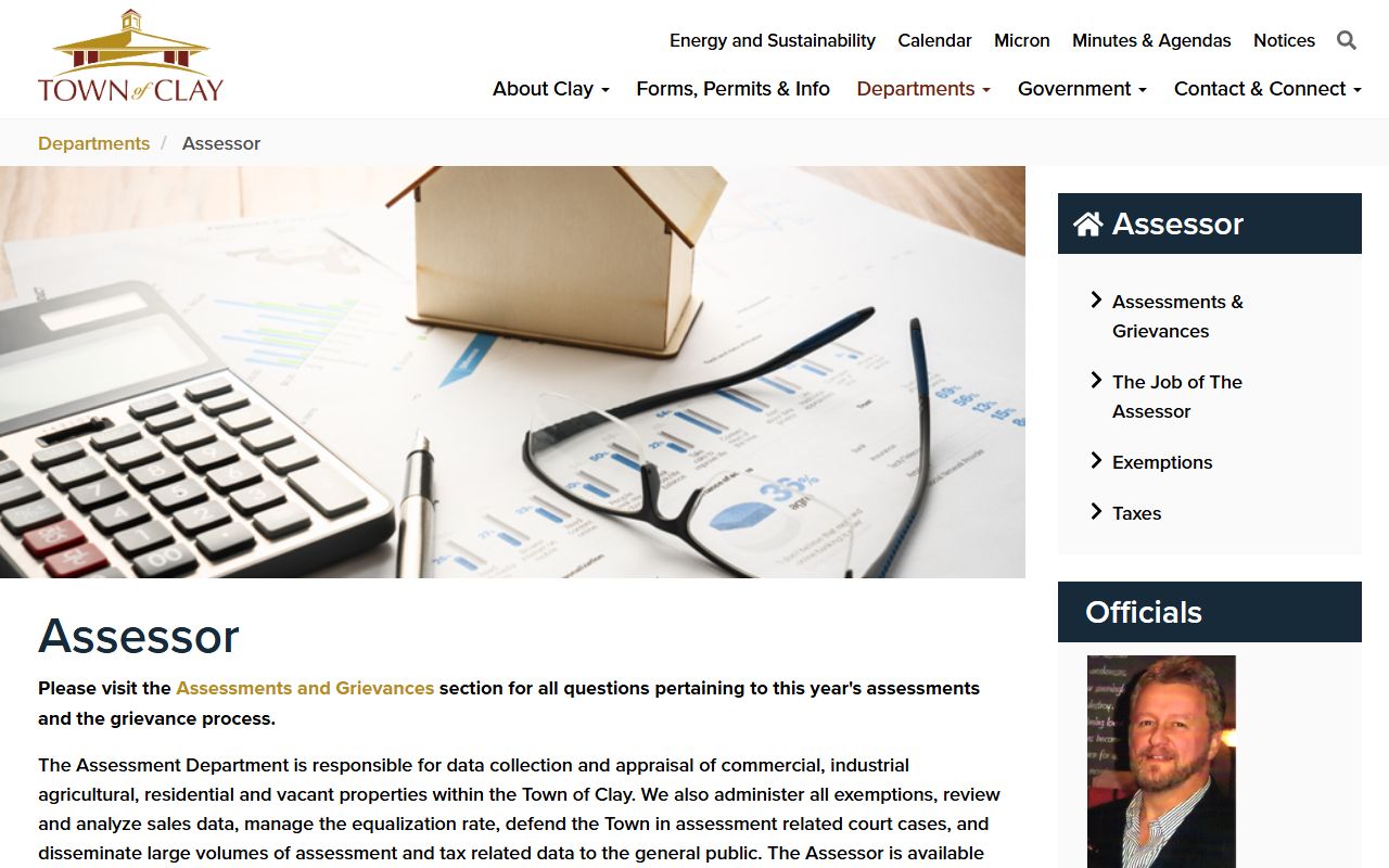 Town of Clay Assessor's Office property records portal