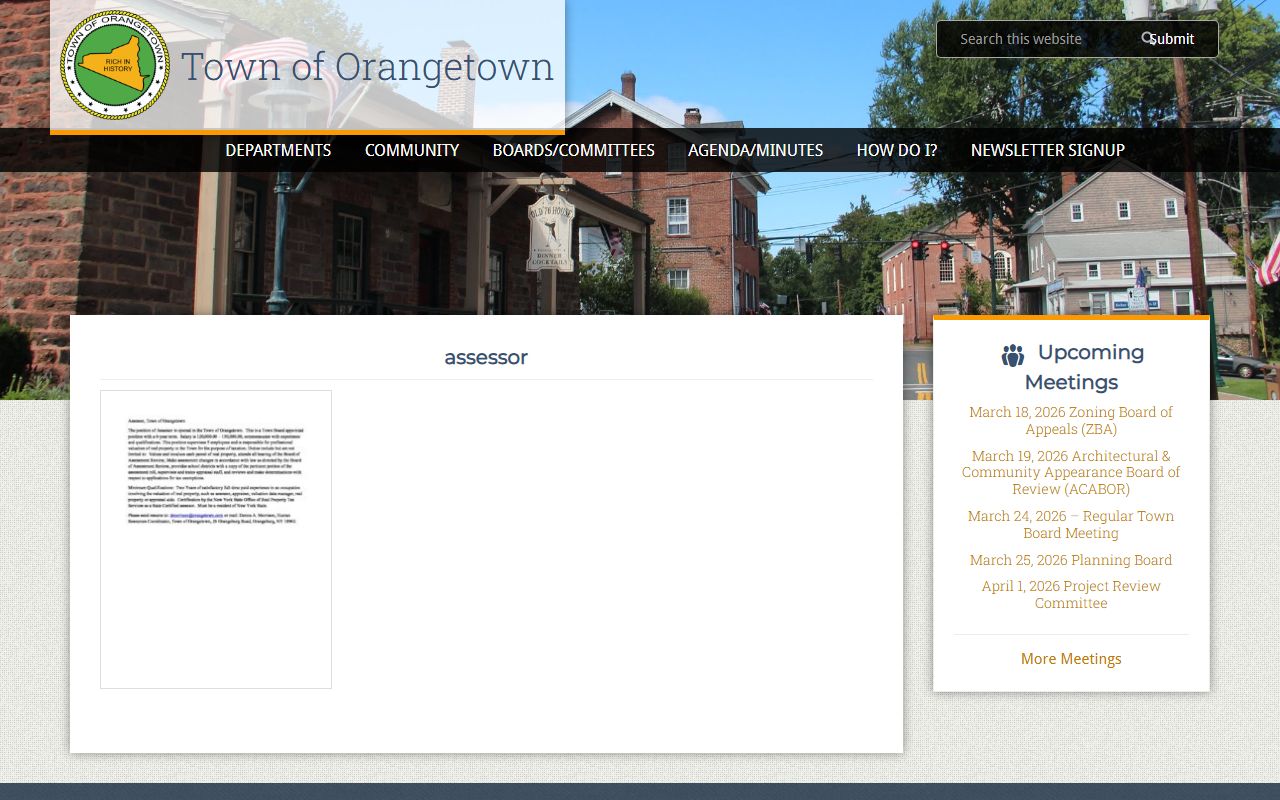 Town of Orangetown Assessor's Office property records portal