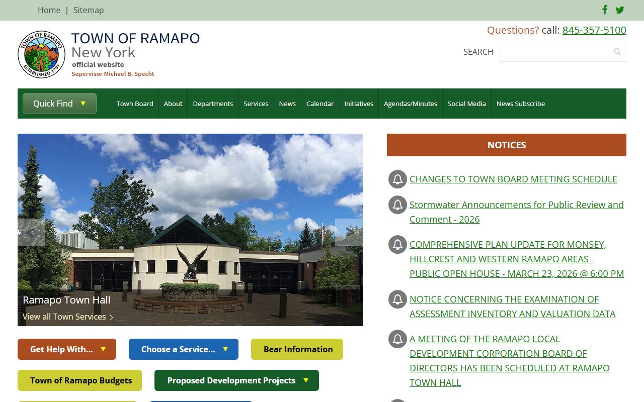 Town of Ramapo Assessor's Office property records page for assessment lookups