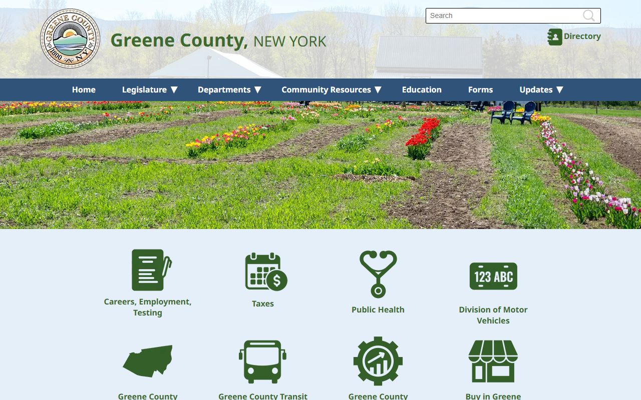 Greene County Real Property Tax Service website showing assessment rolls and tax map resources