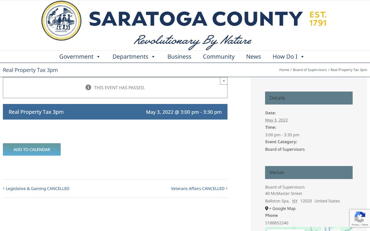 Saratoga County Real Property Tax Agency page showing assessment and tax map resources