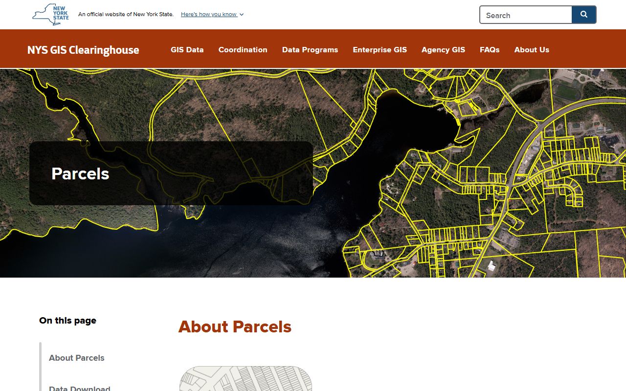 New York State GIS parcel map showing property boundary data across the state